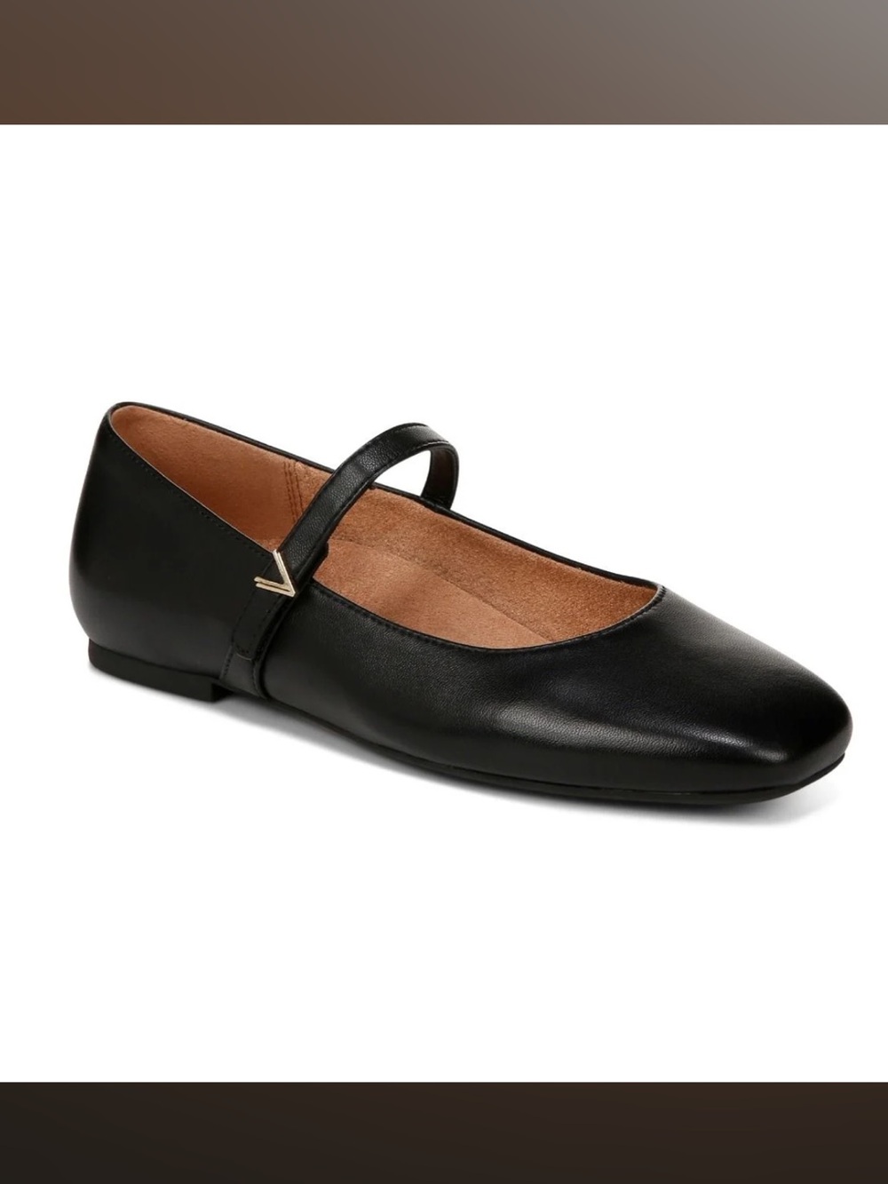 Vionic Alameda Mary Jane Flat Black Leather Square Toe Comfort Minimalist-9
